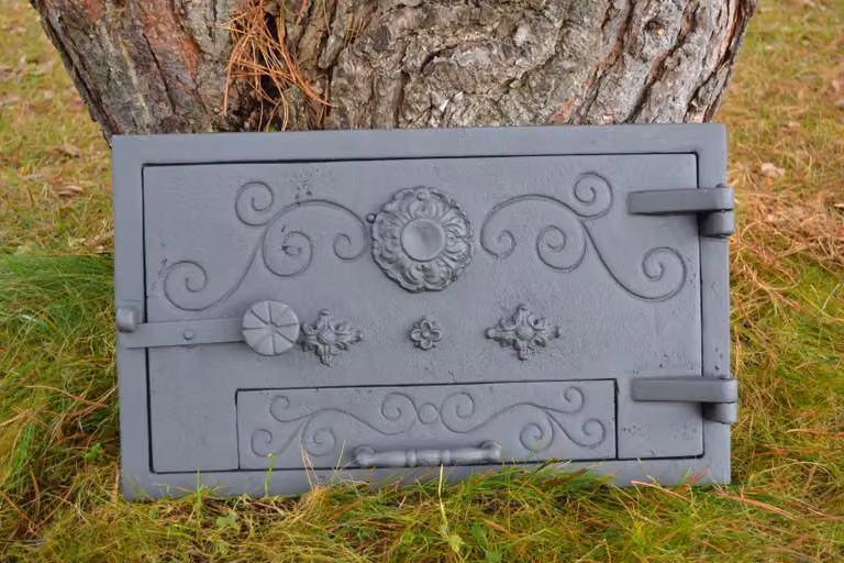 SEZAM - 52,5 x 31,5 cm - Porta per forno per pizza Porta in ghisa per forno per pizza, forno, porta per camino, porta per forno Porta per forno a legna Porta per stufa in maiolica