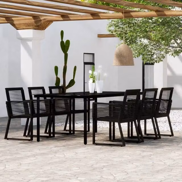 Set Mobili da Pranzo per Giardino 7 pz Nero 3099153