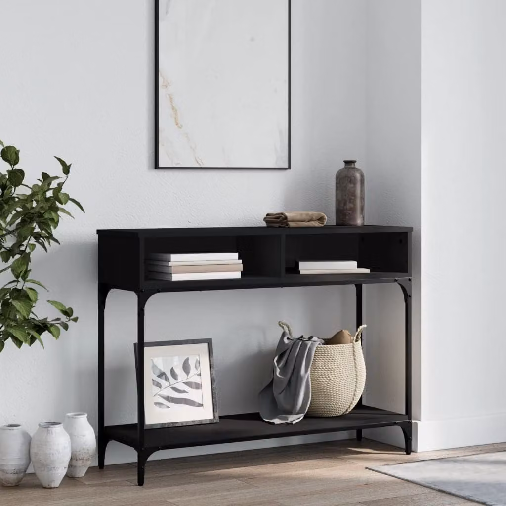 vidaXL Tavolino Consolle Moderno Nero in Legno e Metallo L 100 cm x P 30,5 cm x H 75 cm