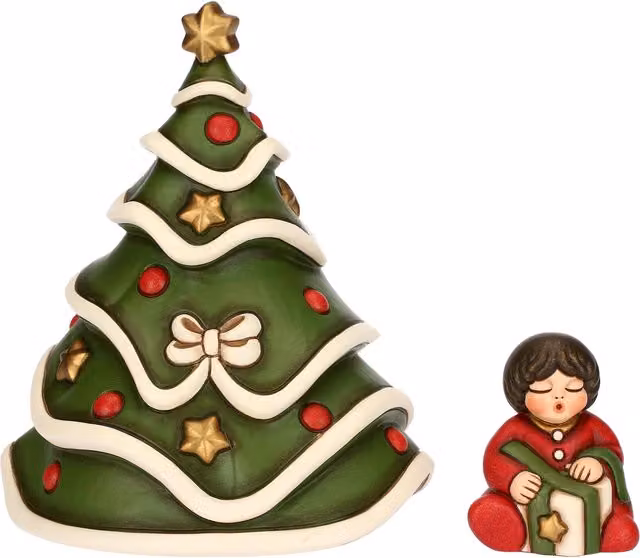 Set albero di Natale e bimbo in ceramica