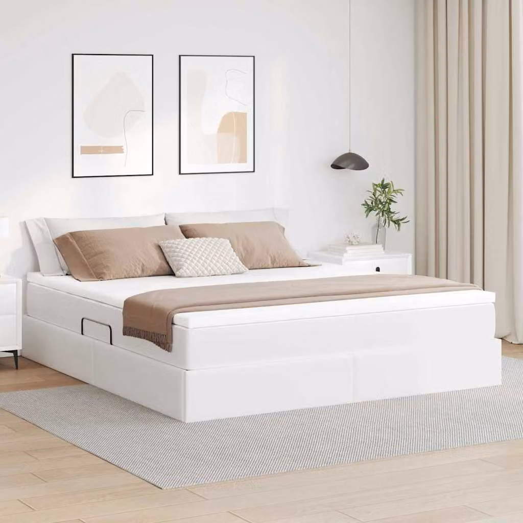 Letto con contenitore e materasso ibrido vidaXL Bianco L: 180 cm, P: 200 cm, H: 204 cm – 1