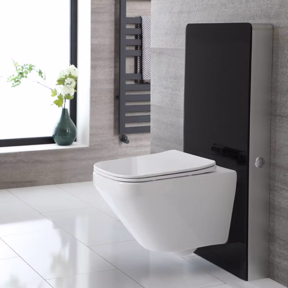 Sanitario Wc Sospeso Bianco Con Mobile Wc Nero 500mm - Saru