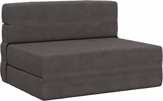 Divano letto singolo pieghevole moderno in tessuto grigio con imbottitura in schiuma L 100 x P 80 x H 60 cm – 1