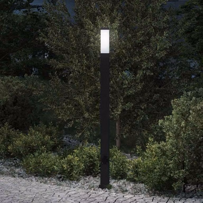 Lampada a paletto con presa di corrente 110 cm Nera IP44