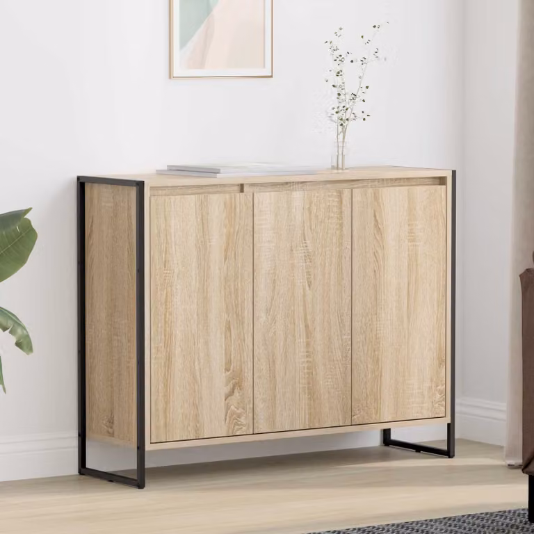 Mobile laterale vidaXL in stile industriale, colore Rovere Sonoma, L: 96,5 cm, P: 30 cm, H: 75 cm