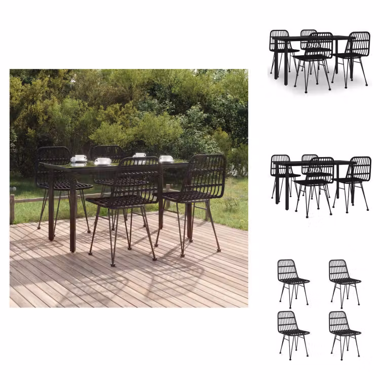 vidaXL Set da pranzo da giardino 5 pezzi in poly rattan nero - Set di mobili da giardino