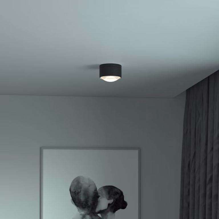 Top Light Puk! 120 One spot LED soffitto lente, nero One, dimmerabile, Nero, Soggiorno / Sala da pranzo, Alluminio, Moderno