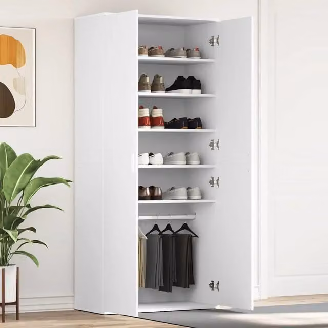 Mobile per scarpe-Scarpiera Bianco 80 x 39 x 178 cm Legno multistrato