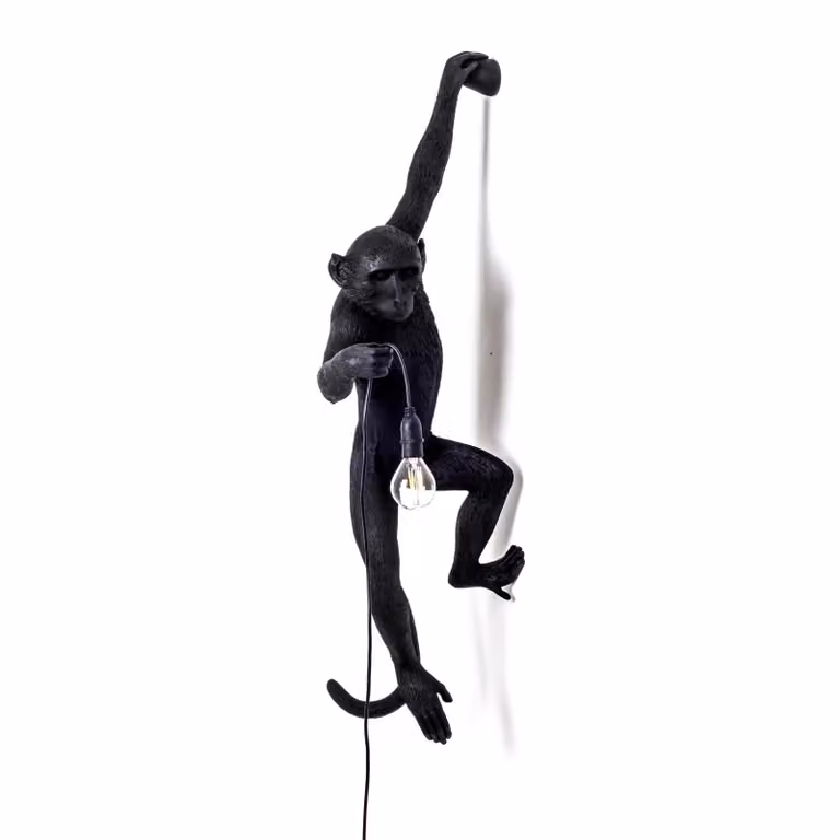 SELETTI Applique LED da esterni Monkey Lamp sinistra nero, Nero, Plastica, Design