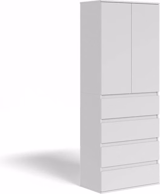 Armadio Claus Bianco 74 x 191.5 cm con 4 cassetti Vicco