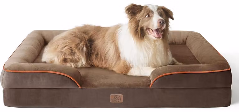 Cuccia ortopedica per cani, divano ergonomico per cani di grandi dimensioni, 97x71 cm, realizzata con schiuma a densità variabile, lavabile, antiscivolo, color marrone
