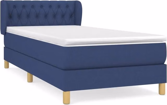 Letto singolo | Letto per adulti | Giroletto a Molle con Materasso Blu 90x200 cm inTessuto