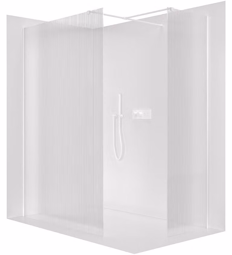 Pannello doccia angolare Walk-in Onyx T L/P - 8 mm - montante quadrato - bianco opaco, vetro smerigliato - 120x100x200 cm