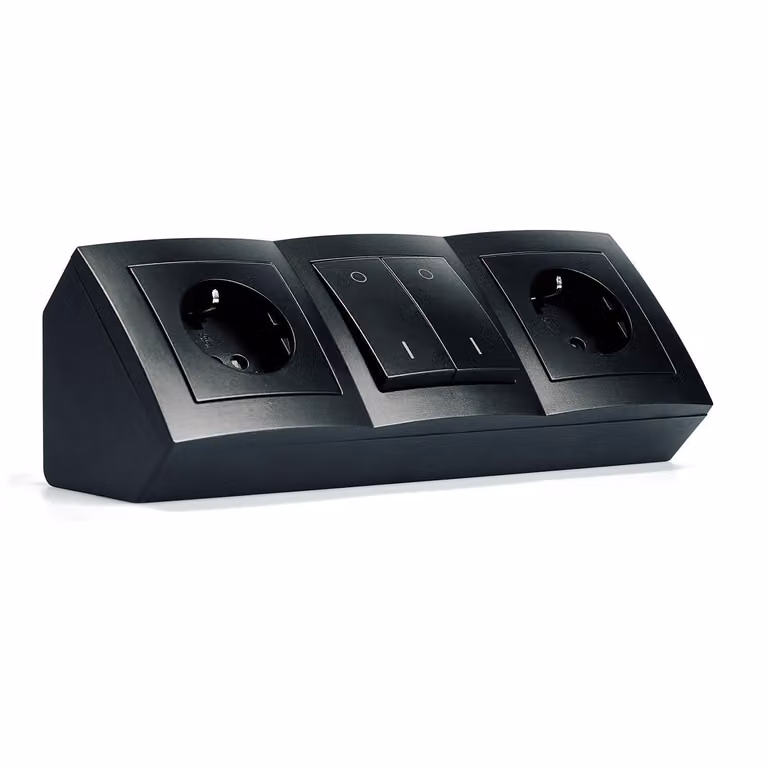 MC POWER Blocco prese "Flair" 2x prese con contatto di terra 1x interruttore