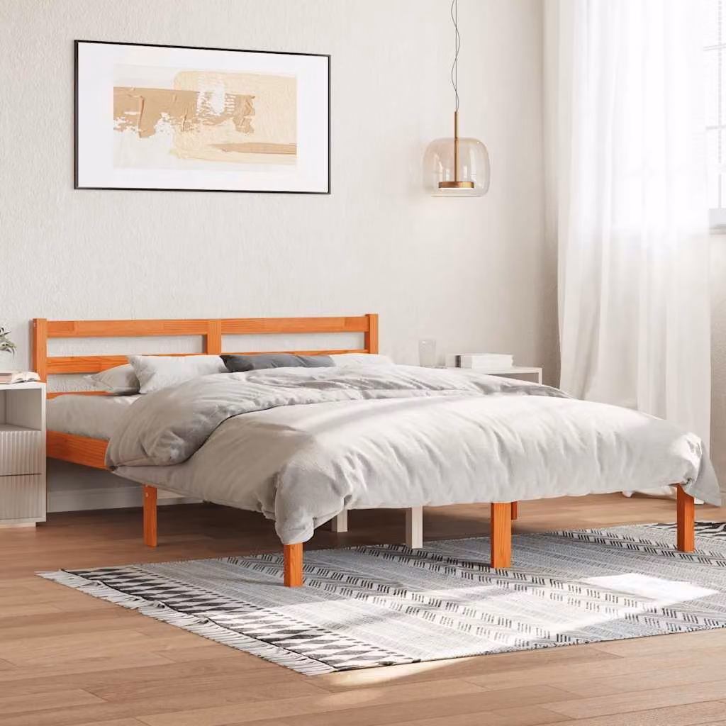 Letto in legno di pino vidaXL marrone cera con doghe fisse L/P/H: 120 x 200 x 69,5 cm