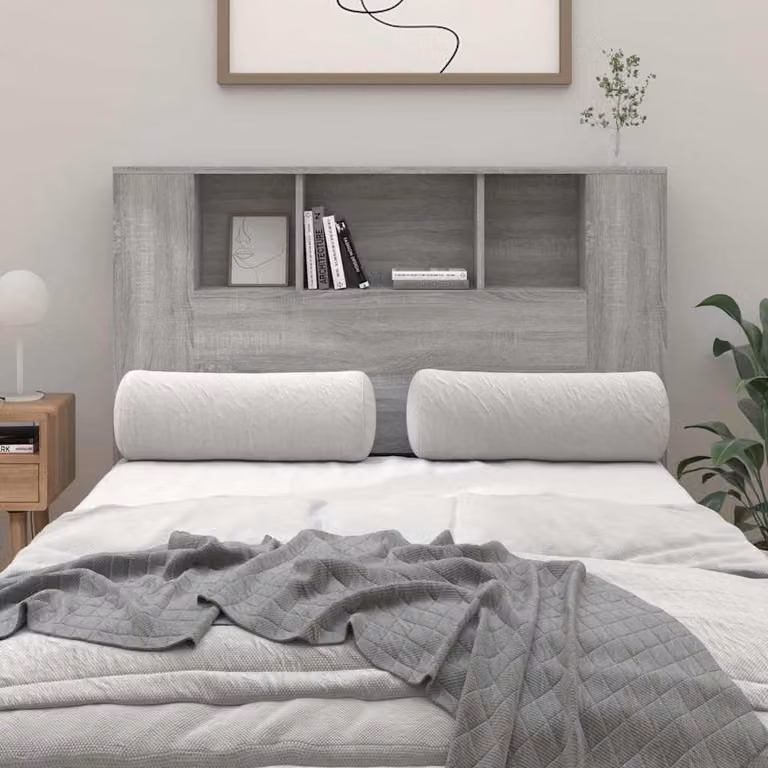 Testiera per letto con scomparti laterali vidaXL, Grigio, L 120 x P 18,5 x H 102,5 cm