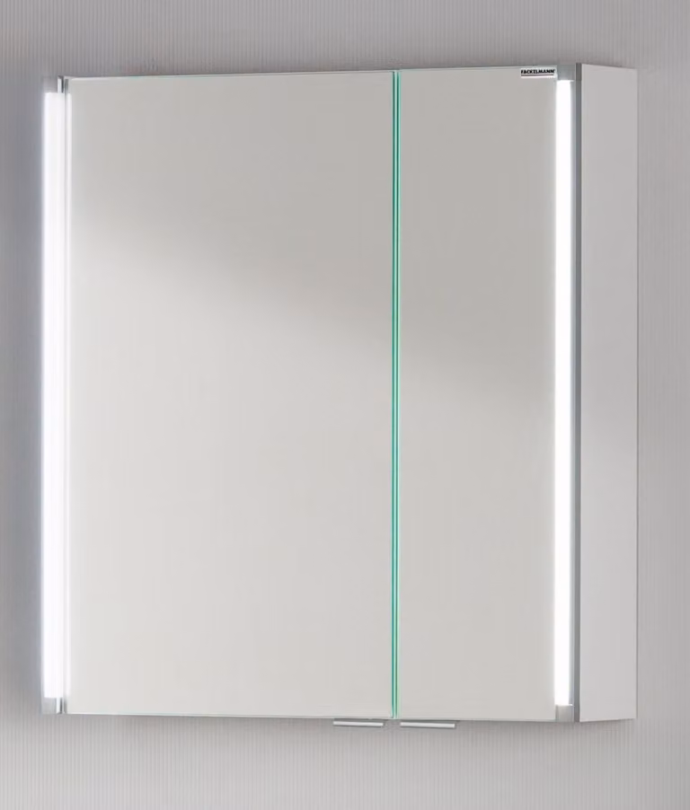 Armadietto a specchio FACKELMANN LED / ideale per riporre gli utensili da bagno / Dimensioni (L x A x P): circa 61 x 67 x 16,5 cm / Armadietto con specchio e LED per il bagno / 2 ante / Corpo: bianco