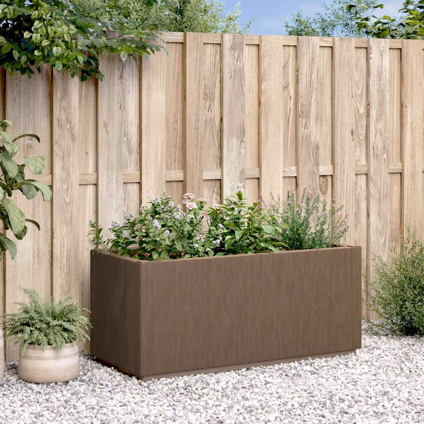 Scatola per fiori da giardino vidaXL marrone in plastica L: 80 cm, P: 36 cm, H: 35 cm