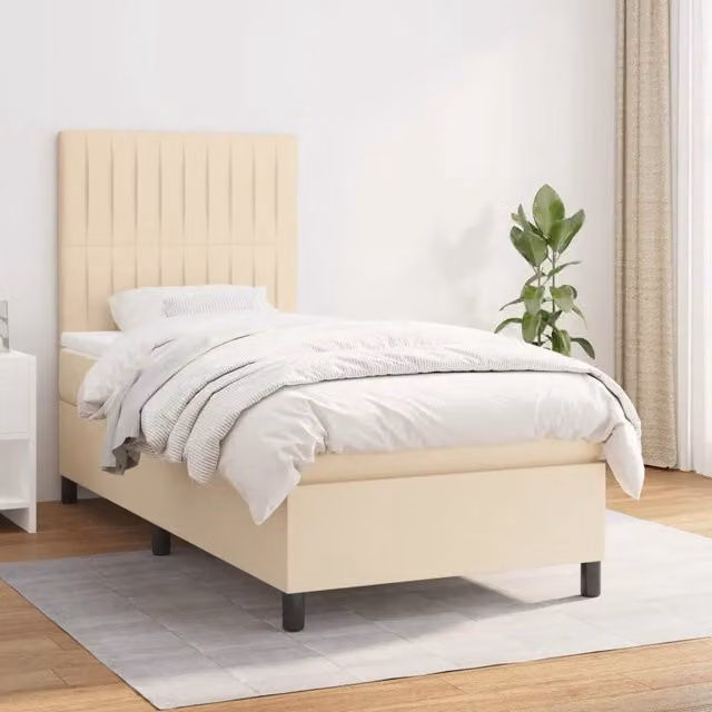 Letto Ibrido con Giroletto a Molle e Materasso vidaXL, Colore Beige e Bianco, L/P/H: 90 x 200 x 23 cm