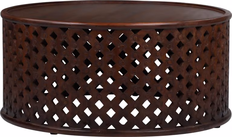 WOMO-DESIGN tavolino Sanaa Ø 100x45cm rotondo, marrone, unico, fatto a mano in legno massiccio di mango, look moderno in legno, design vintage, tavolino da divano