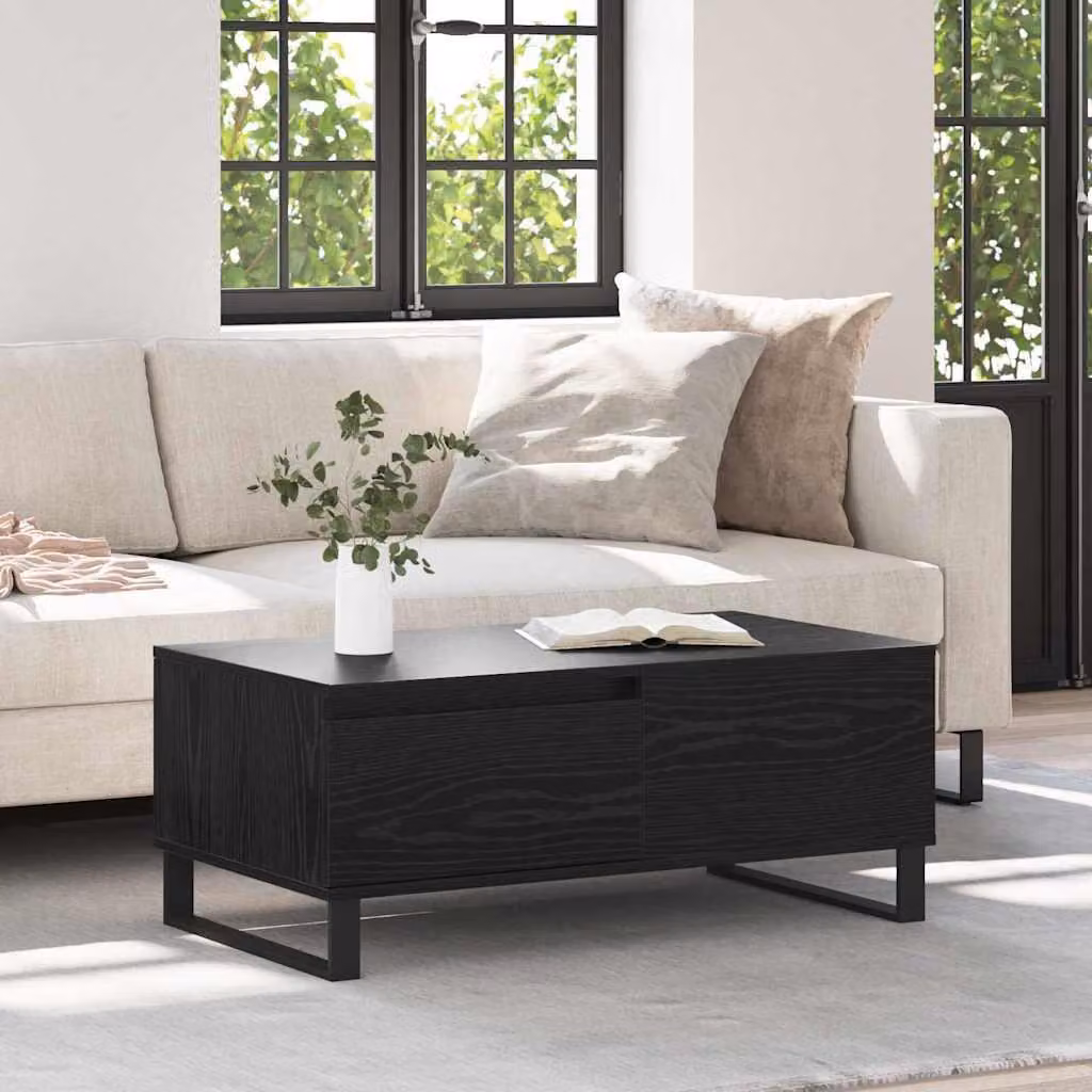 Maison Exclusive - Tavolino nero effetto rovere 90 x 50 x 36,5 cm Materiale ligneo