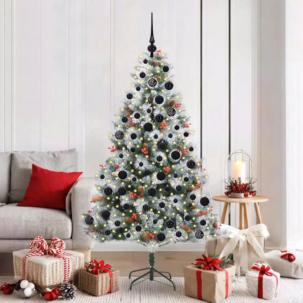 vidaXL Albero di Natale artificiale Verde e bianco 180 cm