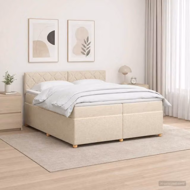 Letto box spring ibrido vidaXL con materasso a molle insacchettate beige e bianco 200 x 200 cm