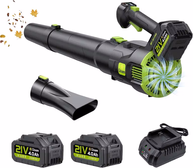 Soffiatore a batteria elettrico, senza spazzole, con 2 velocità, modalità turbo e un volume d'aria di 750 m³/h