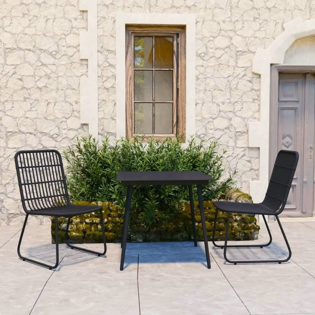 The Living Store Set da pranzo da giardino 3 pezzi in rattan e vetro
