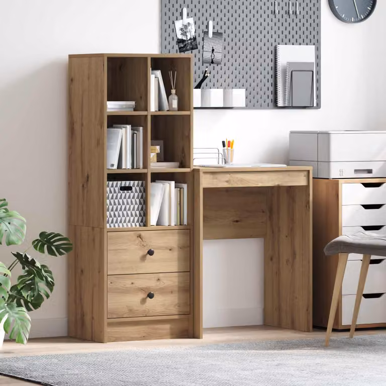Set di 2 Scrivanie moderne vidaXL in legno e MDF marrone L: 105,5 cm, P: 34 cm, H: 127 cm