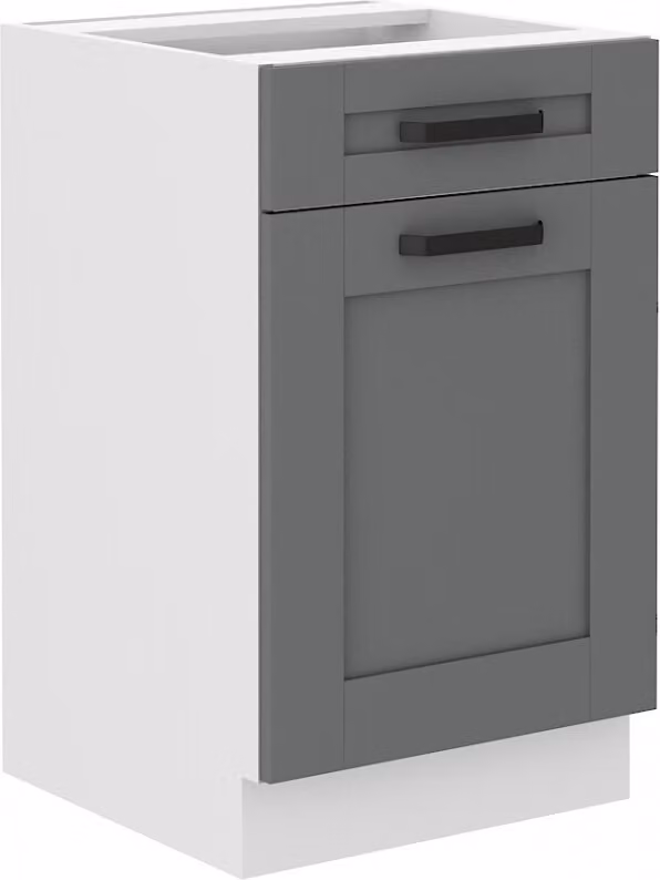 Armadietto inferiore con cassetto LAILI - larghezza 50 cm, grigio / bianco
