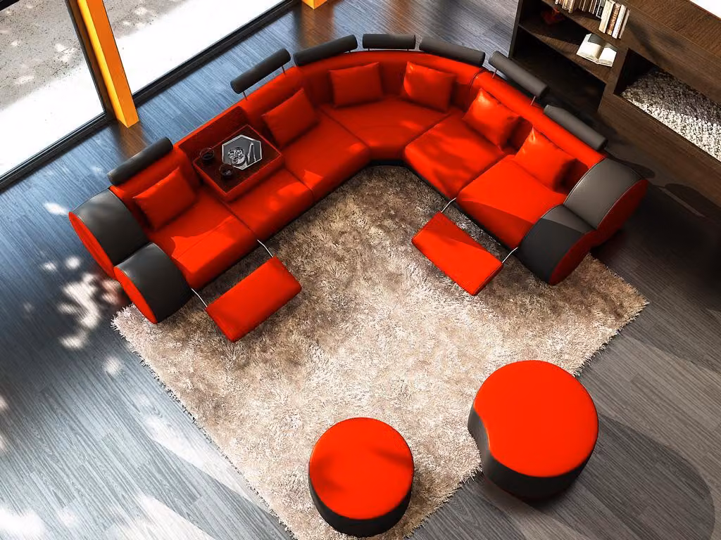 XXL Multifunktions Ledercouch Couch Big Sofa Polster Ecksofa Moderne L-Form Sofas