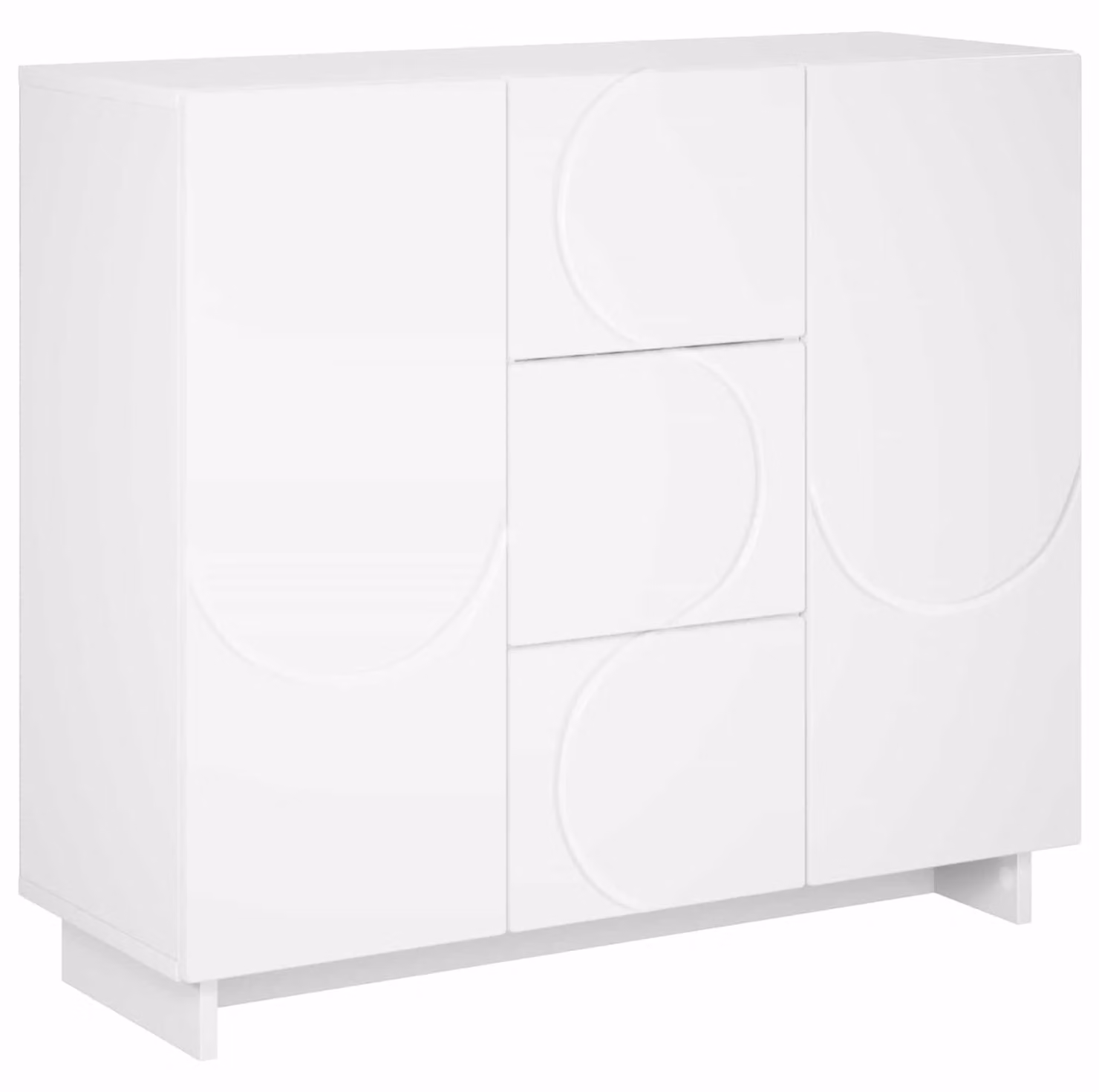 Mobile contenitore bianco, dimensioni 85,5 x 31 x 75 cm, realizzato in materiale composito di legno