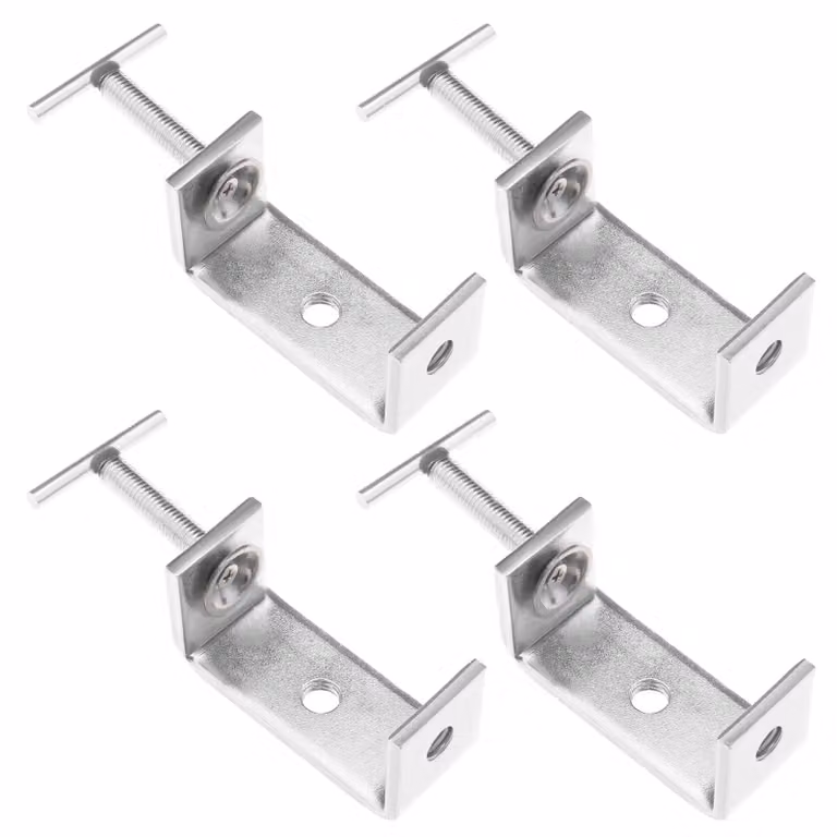 Morsetti robusti C-Klemmen - Acciaio inossidabile 304 - Apertura di 65 mm - Campo di regolazione da 15 a 60 mm - 4 morsetti di fissaggio universali - Resistenti e anticorrosivi - Morsetto di fissaggio