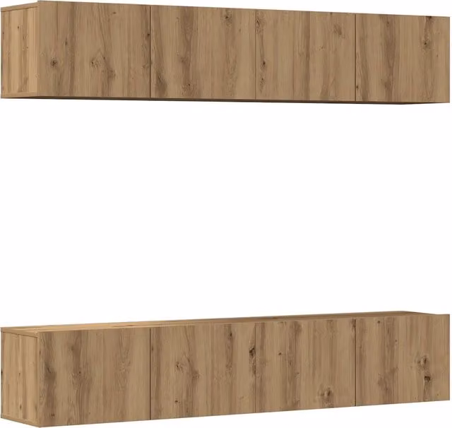 Mobili TV a Parete 4 pz | Armadietto TV | Mobile Porta TV Rovere Artigianale in Legno Multistrato