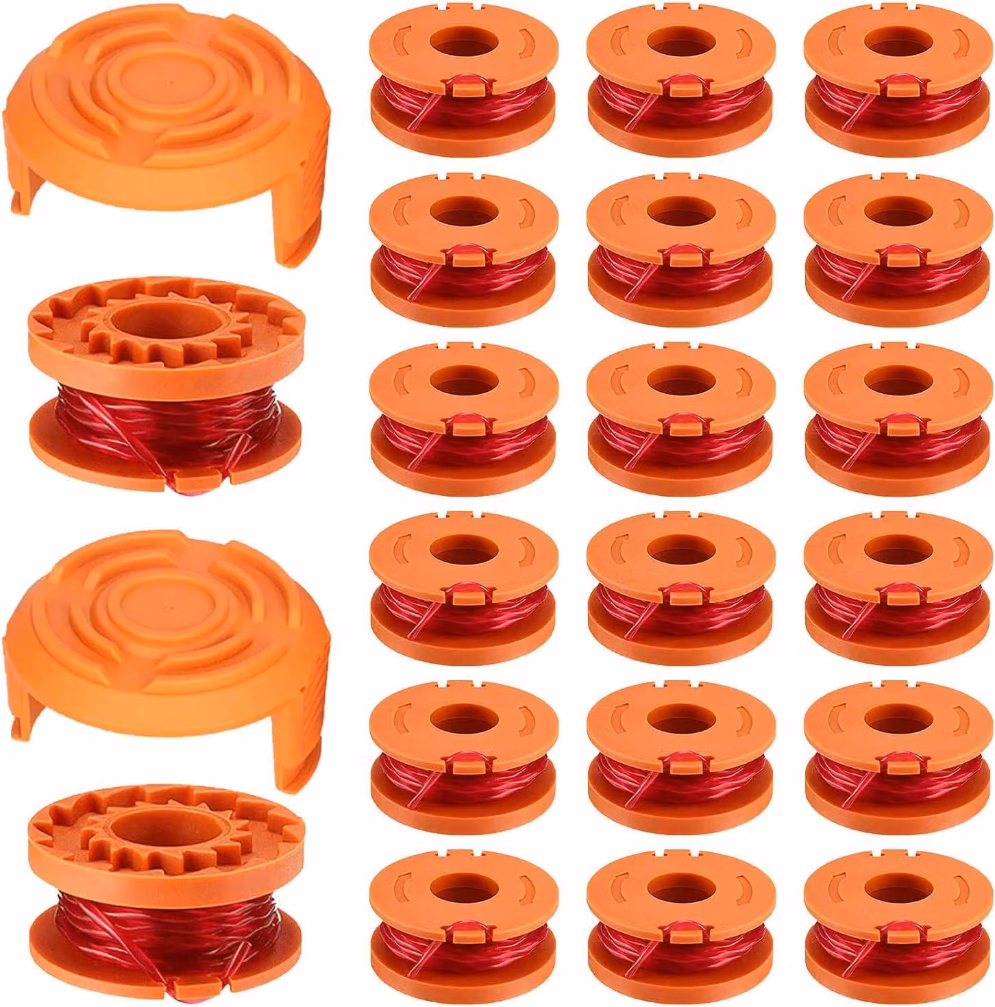 22 bobine per decespugliatore Worx, 1,65 mm x 3,05 m, bobina per decespugliatore W-o-r-x, decespugliatore, bobina, bobina di ricambio per Worx WA0010 (20 bobine + 2)