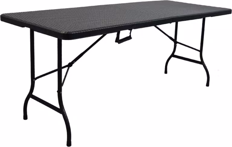 Tavolo da buffet pieghevole | HxLxP 74x180x74cm | con maniglia per il trasporto | per 8 persone | plastica resistente alle intemperie | aspetto rattan, nero | tavolo pieghevole Tavolo da campeggio portatile per giardino, terrazza e balcone Tavolo da festa