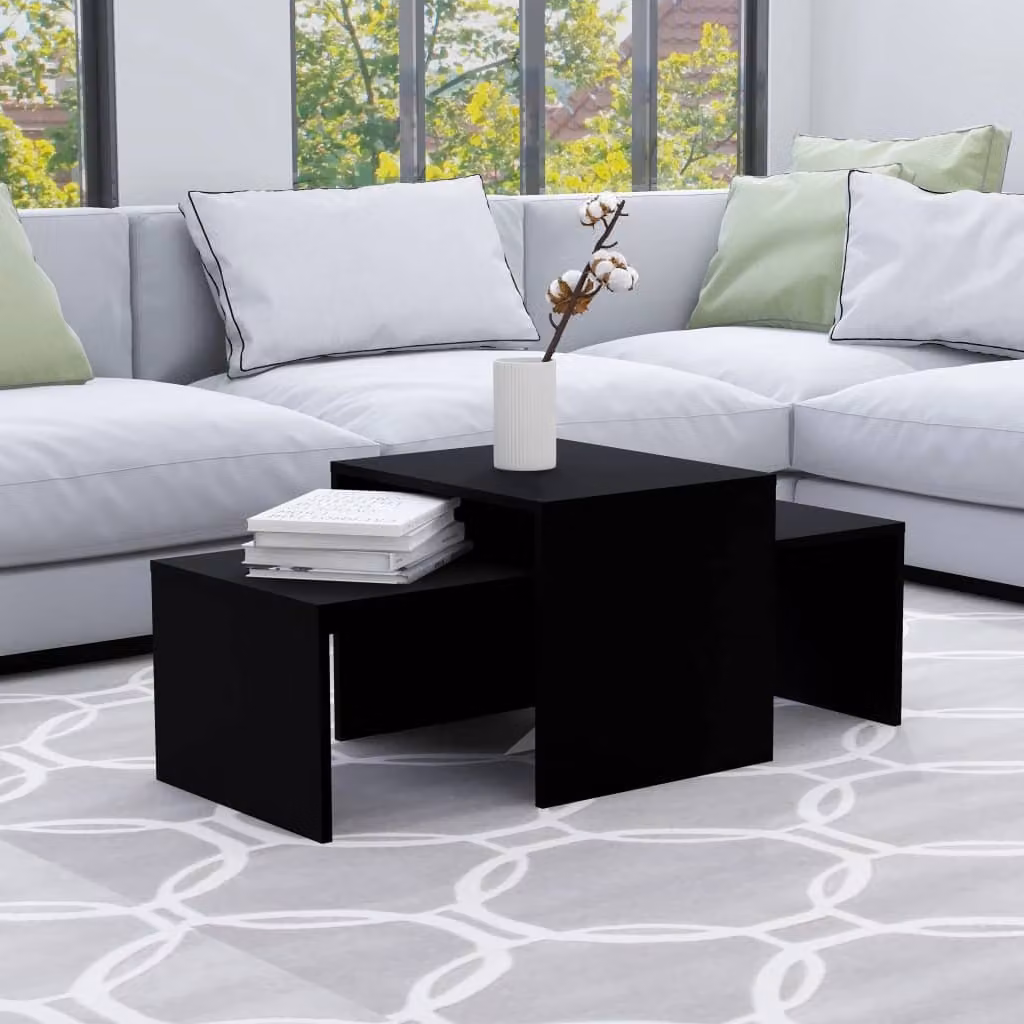 Maison Exclusive - Set tavolino da salotto nero 100x48x40 cm Materiale ligneo