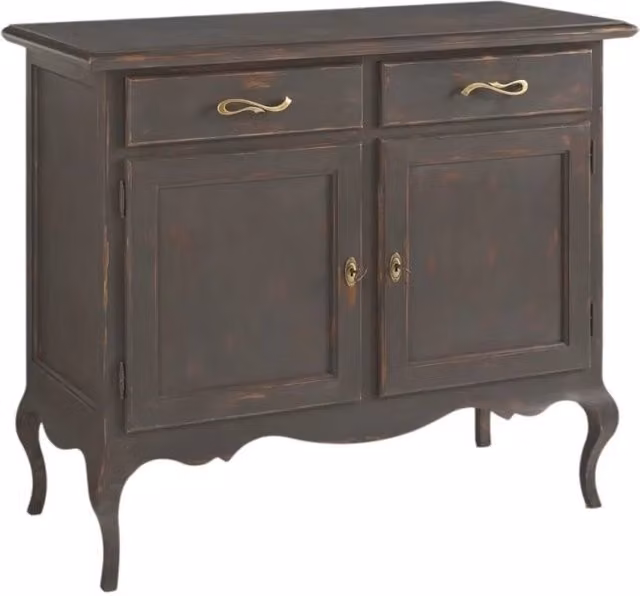 Madia credenza shabby chic in legno con 2 porte e 2 cassetti Mobili 2G grigio L: 114 cm, P: 49 cm, H: 97 cm – 2
