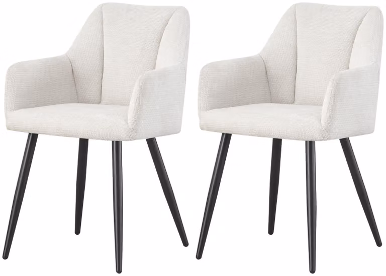 xonox.home set di 2 sedie Bella chenille look crema (L/A/D): 55 x 82 x 62 cm