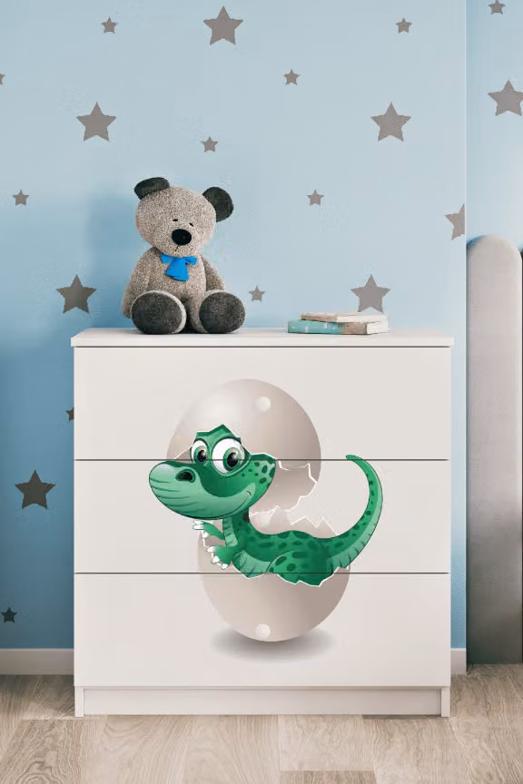 Cassettiera per bambini Little Dino nel colore bianco Babydreams