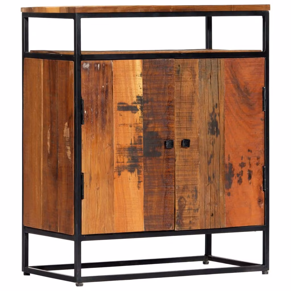 Mobile laterale 60x35x76 cm Legno massiccio di recupero e acciaio