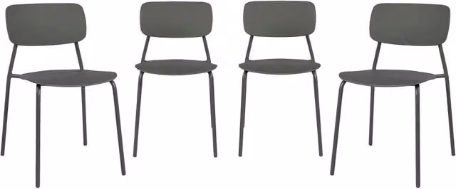 Set 4 sedie da giardino impilabili in acciaio e plastica, verde kaki