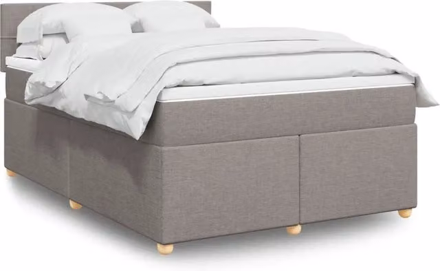 Letto Ibrido vidaXL con Struttura Imbottita e Materasso in Tessuto, Colori Beige, Bianco e Grigio, L/P: 160 x 200 cm