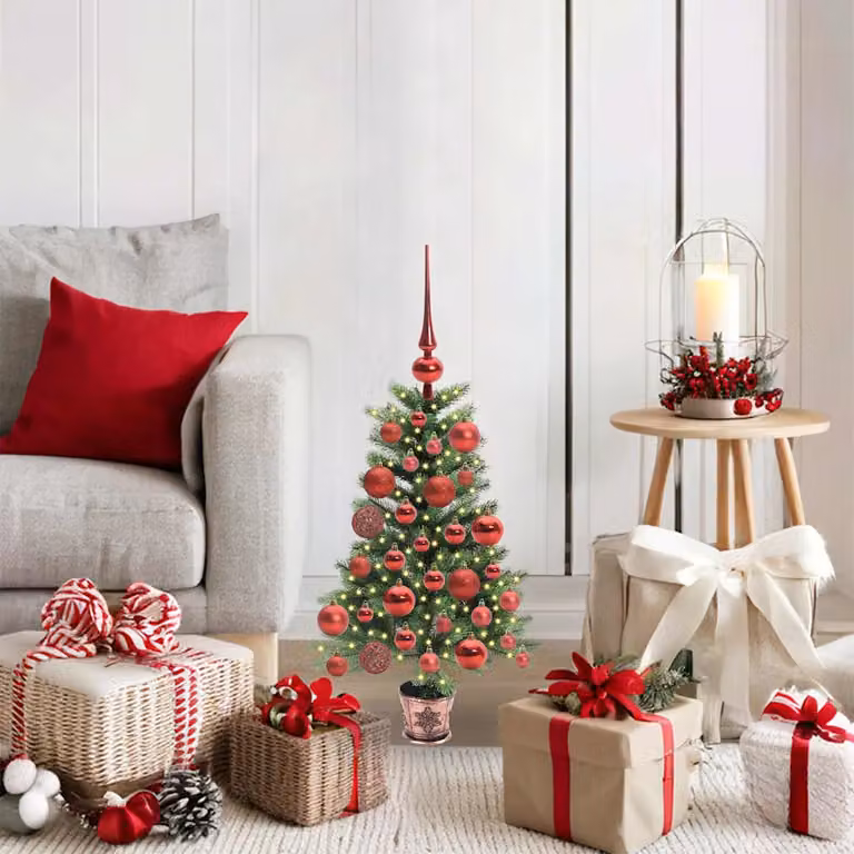 Albero di Natale a cono vidaXL con 150 LED luce bianca calda, Verde, Altezza: 65 cm