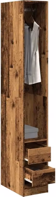 Armadio a muro vidaXL in legno marrone con ante e cassetti per corridoio, L: 30 cm, P: 50 cm, H: 200 cm