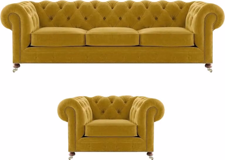 Wohnzimmer Garnituren Sofa Couch Dreisitze Chesterfield Luxus Sessel