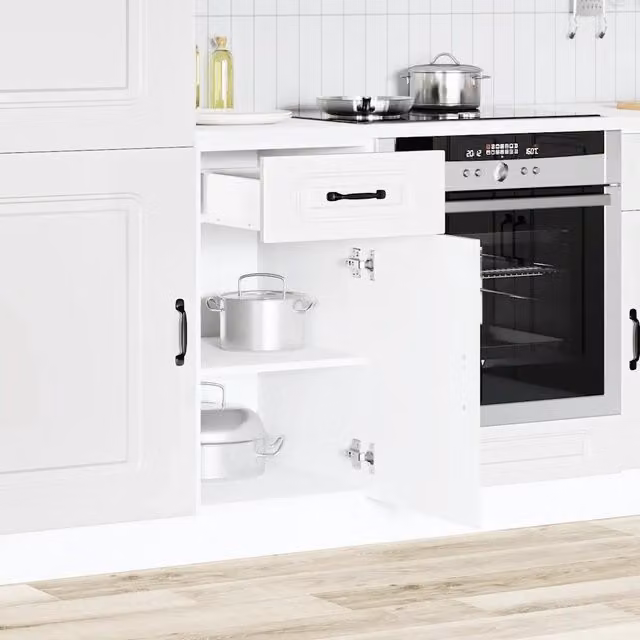 Mobile Base da Cucina Kalmar Design Mania Bianco in Legno Multistrato e MDF con Ante a Battente e Cassetti L/P/H: 46 x 40 x 81,5 cm