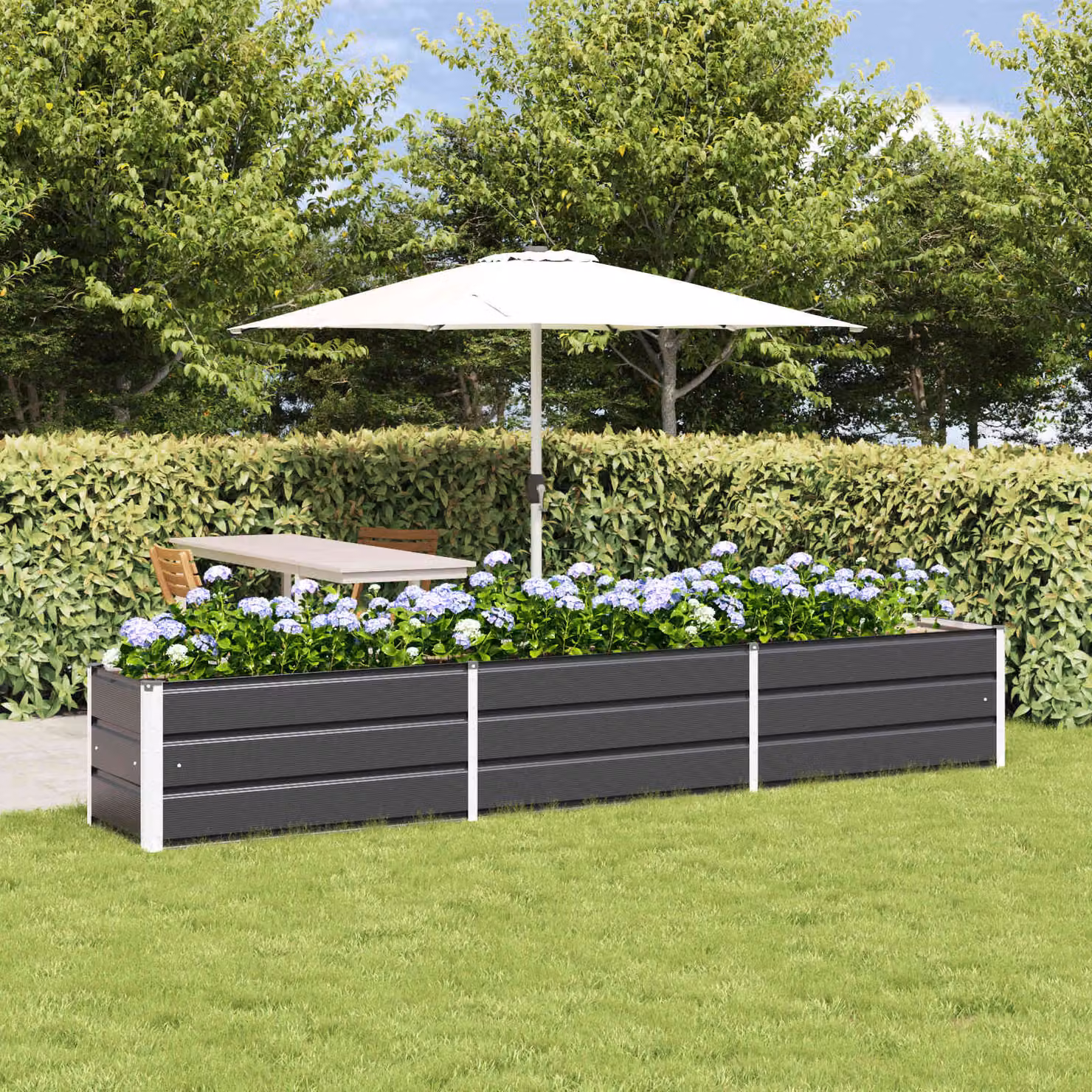 Fioriera vidaXL in acciaio zincato colore antracite L: 290 cm, P: 50 cm, H: 45 cm
