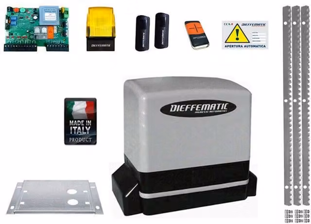 KIT MOTORE 900KG SCORREVOLE AUTOMATICO CON 3 MT CREMAGLIERA FERRO 230V KV9